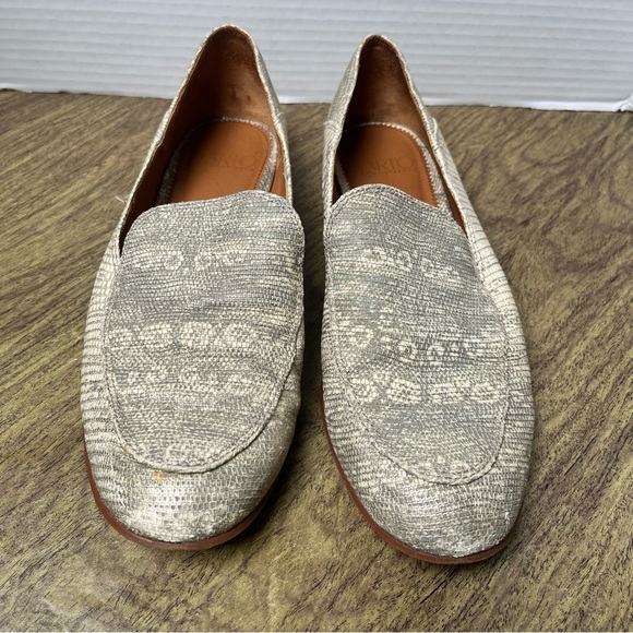 Franco Sarto Kristin Leather Sparkly Metallic Gold Snakeskin Loafers Size 8.5 - Picture 4 of 12